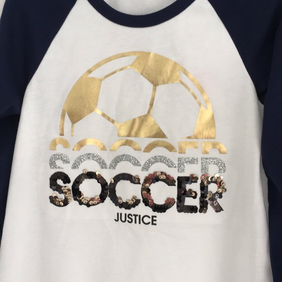 new with tags sequin sparkly rugby style long sleeves soccer t-shirt size 6 - Picture 3 of 6